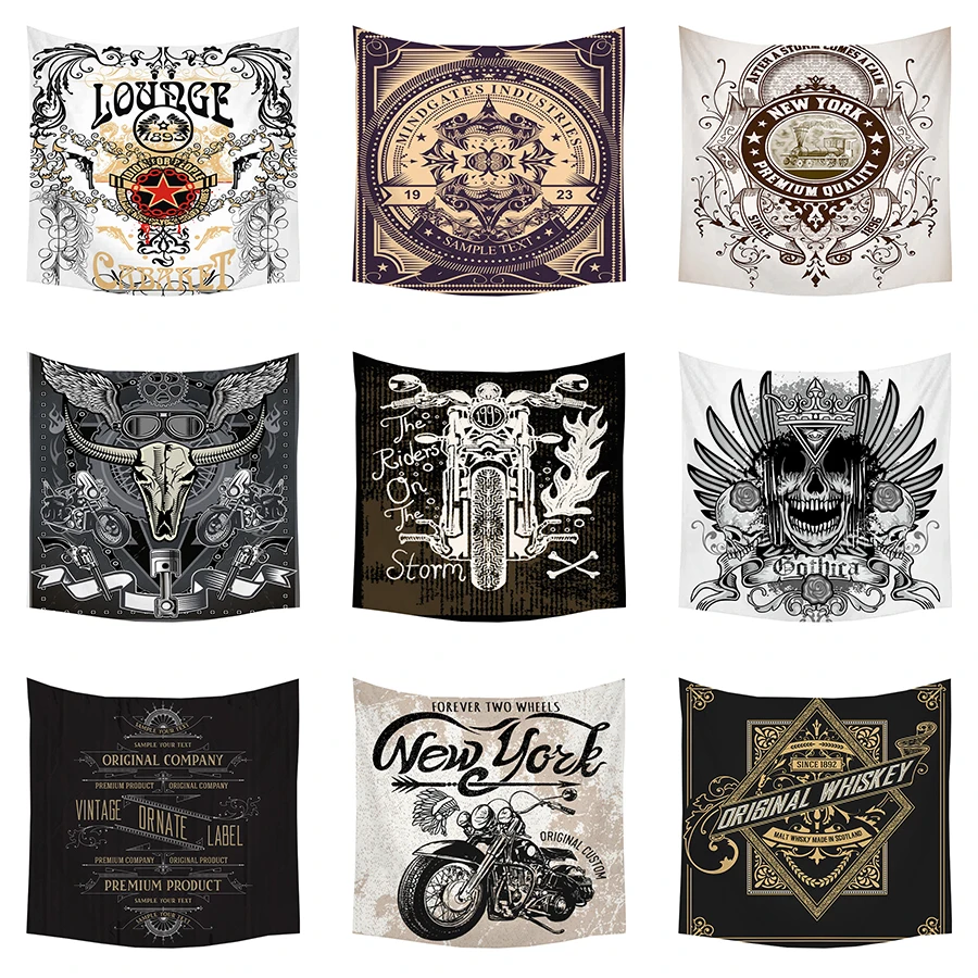 

Boniu Suger Skull With English Letter Printed Tapestry Wall Hanging Living Room Decoration Travel Blanket Garden Wall Tapestries