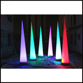 

Free shipment 3m height color changing LED inflatable pillar/horn/cone/ball