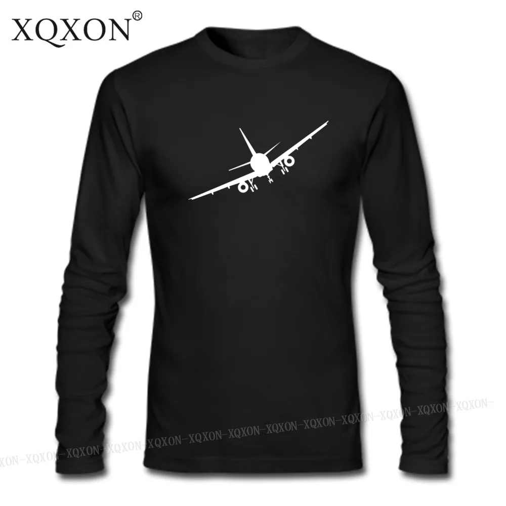 

XQXON-big Aeroplane Boeing 737 Shape summer new fashion causal style men Long Sleeve t shirt cotton plus size man tops tee -4
