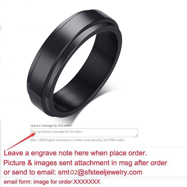 Stainless Steel Spinner Ring Mens Wedding Brands 6mm Black IP Love Promised Ring Jewelry