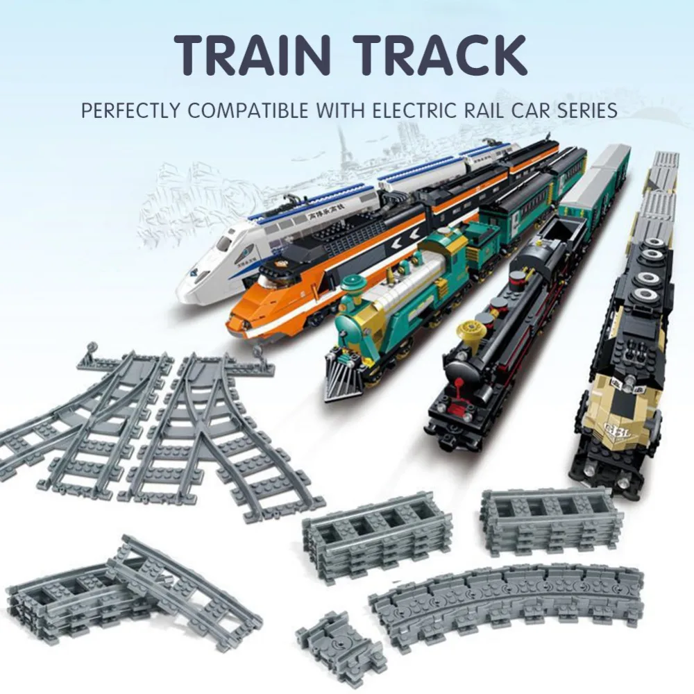 

Legoly Train Bridge Track Rail Straight & Curved Rails building Blocks Duplos Educational Train Tracks Bricks Toy for Children