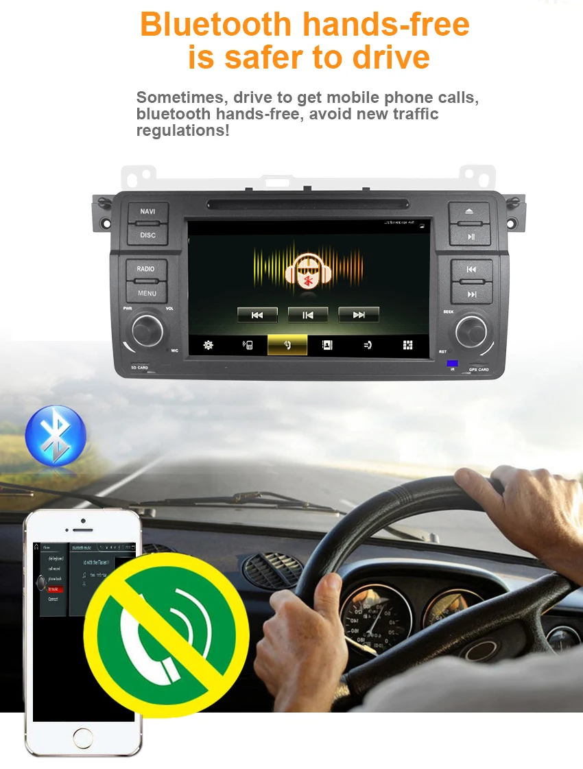 10 Koason 9 inch Android System 7.1.1 Car Media Player GPS Navigation With disc Stereo for BMW E46 1998-2005