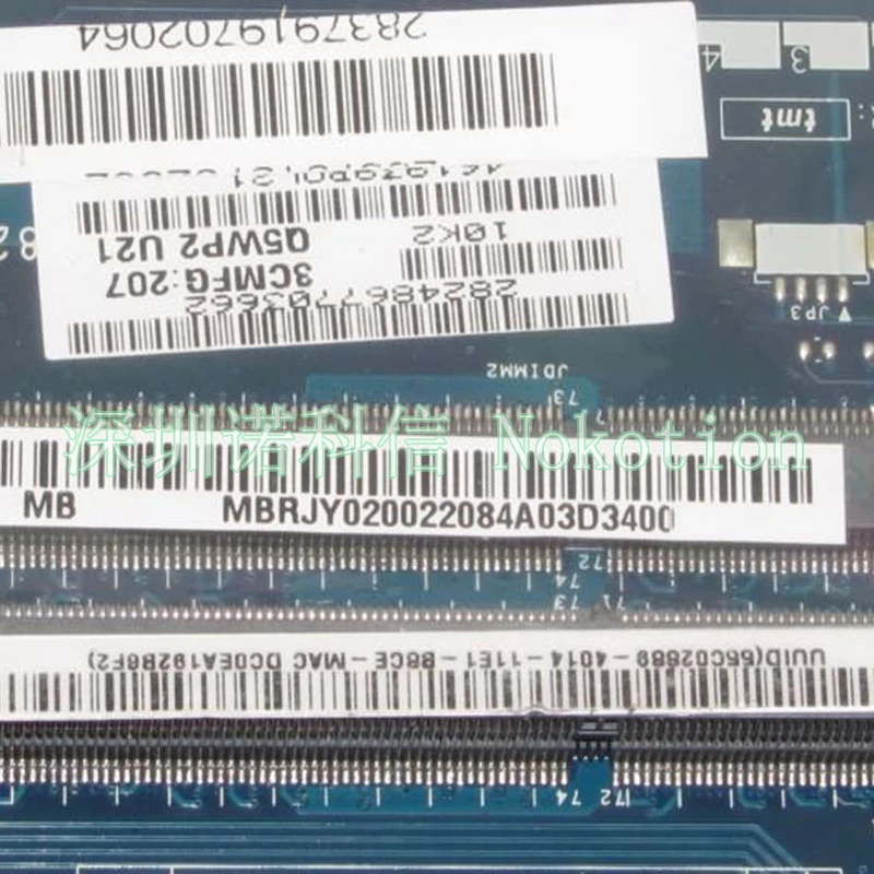 Материнская плата NOKOTION для ноутбука Acer aspire 5742 5733 5742Z 5733Z MBRJY02002 определенное