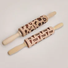 Рождество тиснение скалка для выпечки печенье печенье, фондан, пирог выгравированы резные деревянный ролик Кухня инструмент Письмо Дерево снеговик