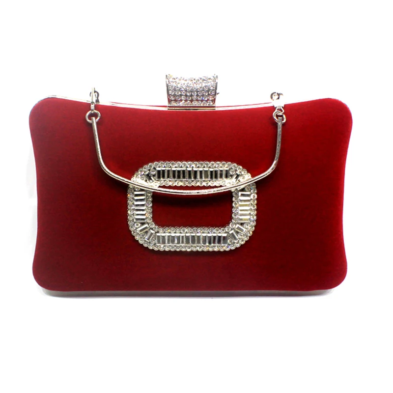 red clutch bag with chain