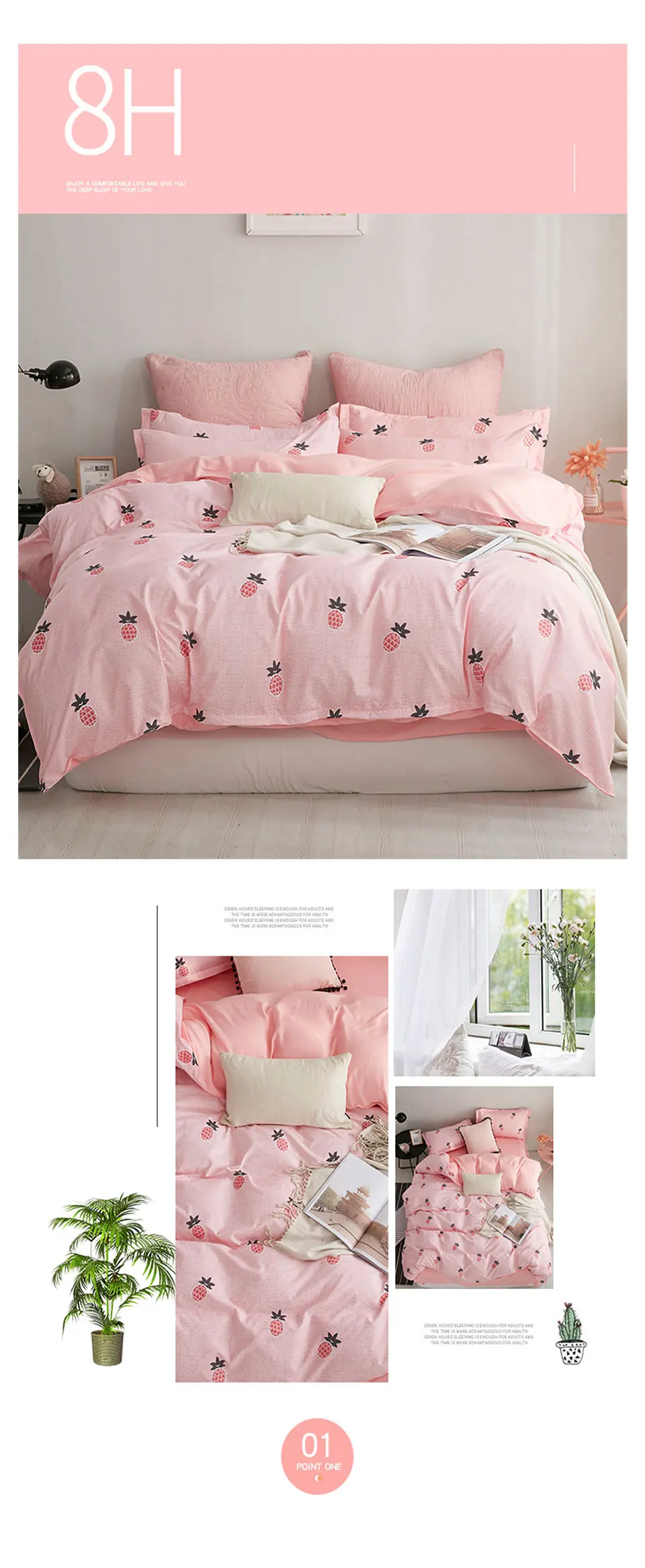 Lanlika dot arte branco rosa conjunto de