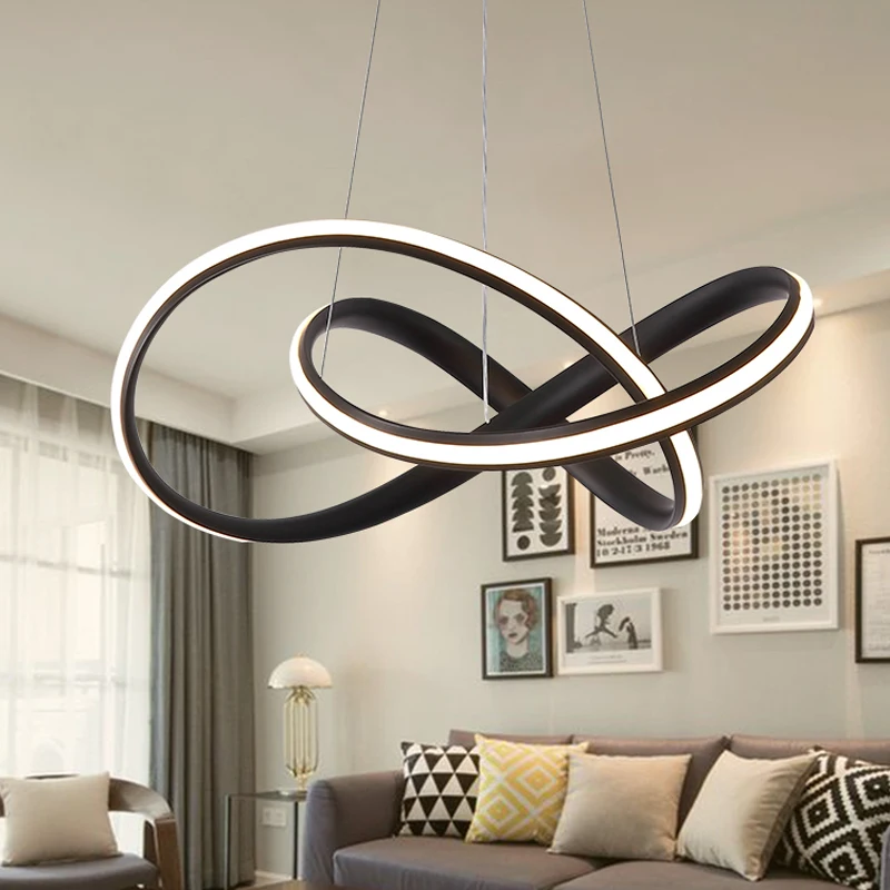 

Hanging LED Pendant Lights For Shop Bar Dining Kitchen Room aluminum body remote control white/black Pendant Lamps