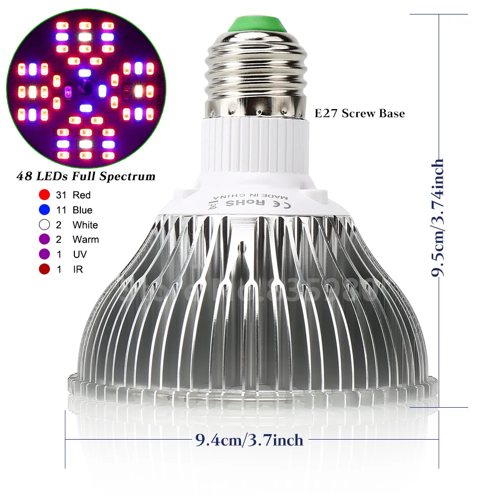 4 шт./упаковка) 48LED светать E27 85~ 265 V растущий свет лампы для Крытый парниковый эффект; Выращивание растений без почвы растений цветы Овощи Оптом