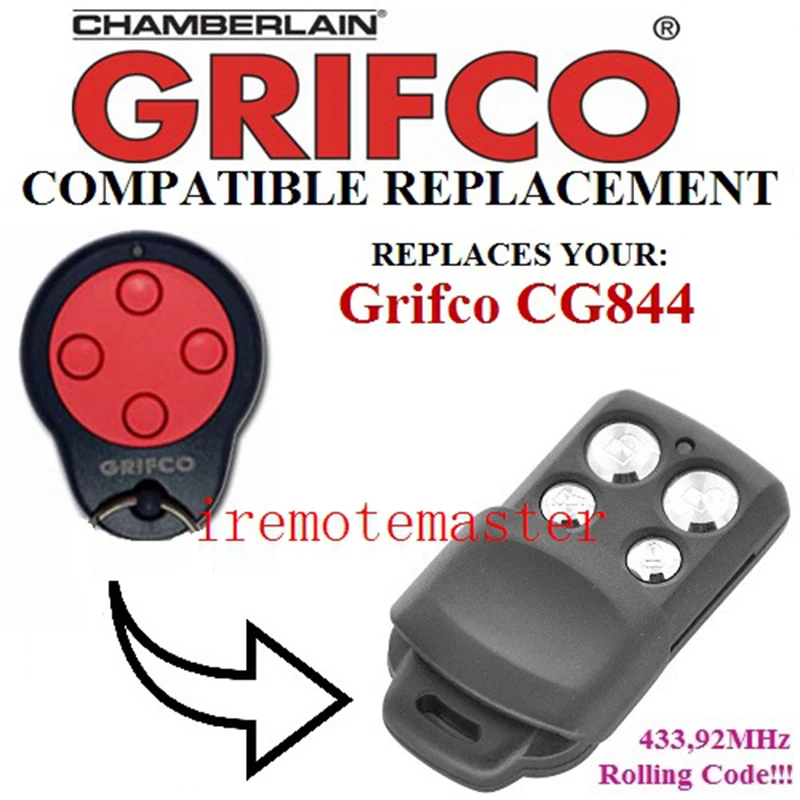 For Grifco CG844 replacement remote garage door opener/transmitter Rolling code 433.92mhz Very good | Электроника