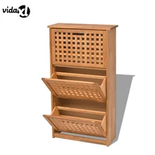 vidaXL Durable Shoe Cabinet Solid Walnut Wood Shoe Storage Bench Shoes Rack Home Furniture Living Room Decor Well Ventilated