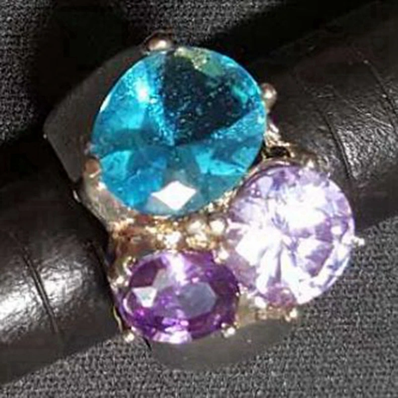 

SHUNXUNZE Charms Engagement Wedding rings Jewelry for women alliance Blue Purple Pink Cubic Zirconia Rhodium Plated R340 size 6