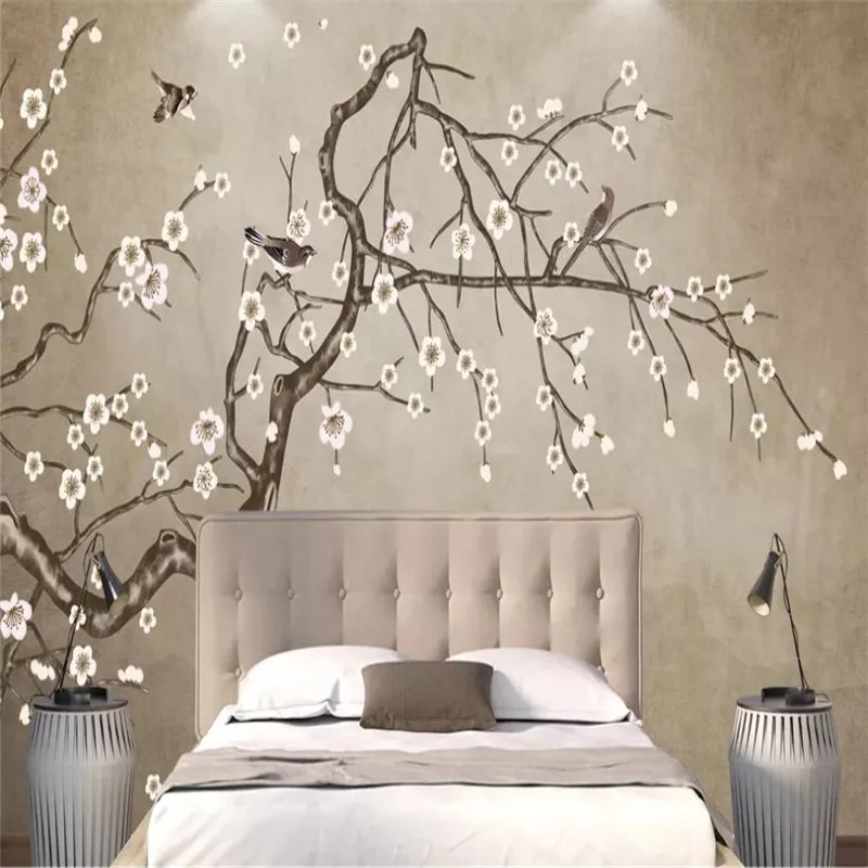 Professional custom 3d wallpaper murals Modern Chinese style birds and flowers series - high-grade waterproof materials Professional custom 3d wallpaper murals Modern Chinese style birds and flowers series - high-grade waterproof materials