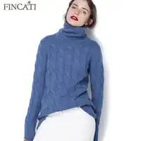 Pure Cashmere Pullover Sweater Women 2018 Autumn Winter High Quality Turtleneck Cable Knitted Soft Casual Bottom Shirt Pulls