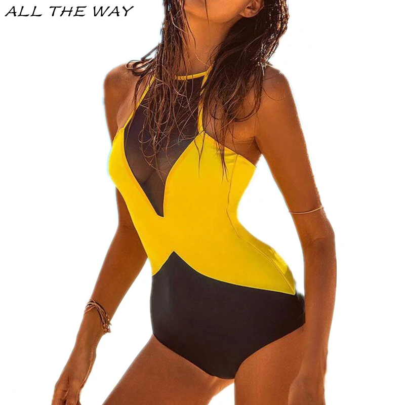 patchwork lace one piece swimming bottom