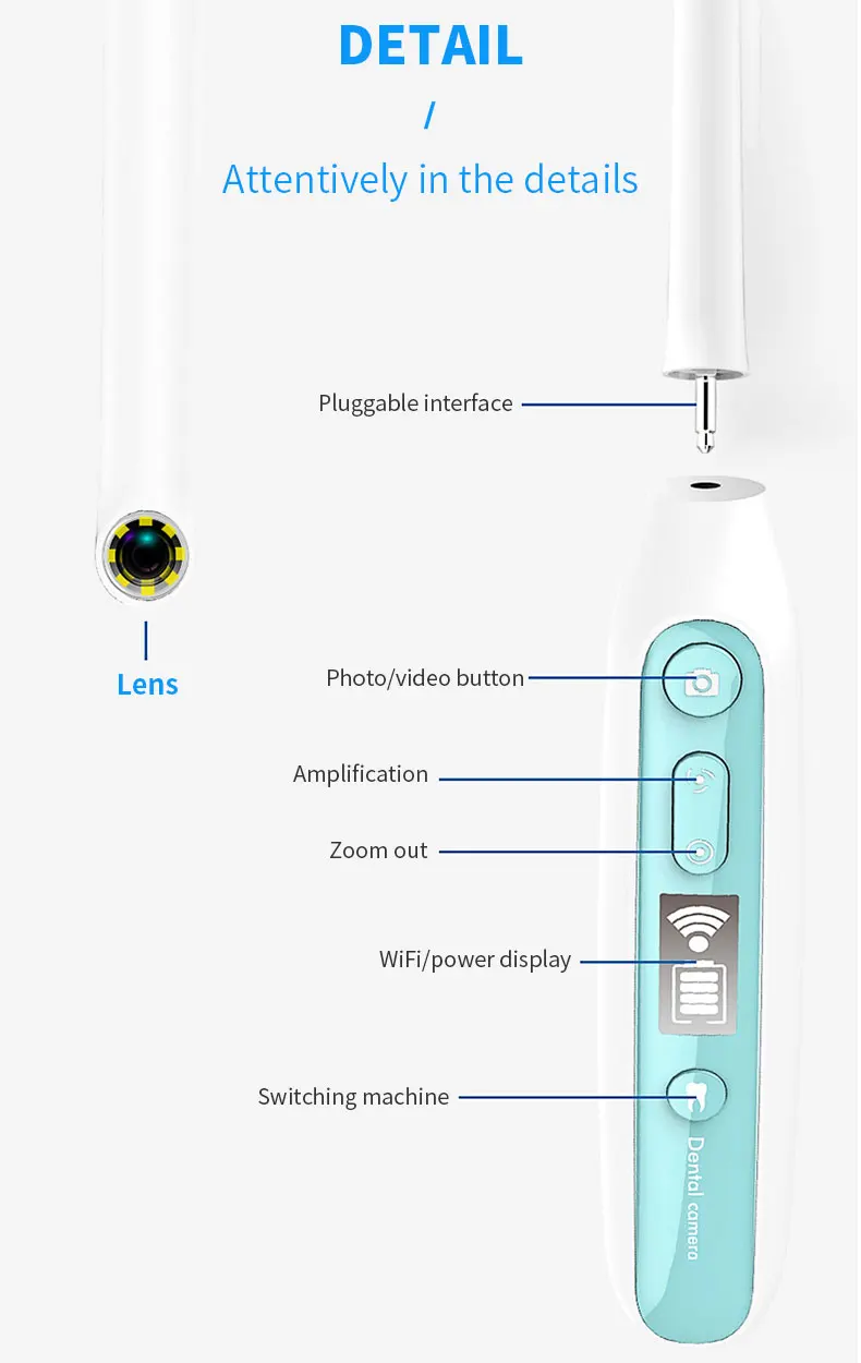 Беспроводной Wifi оральный стоматологический эндоскоп 8 регулируемых светодиодных фонарей интраоральная камера HD видео для ios android эндоскоп для осмотра зубов