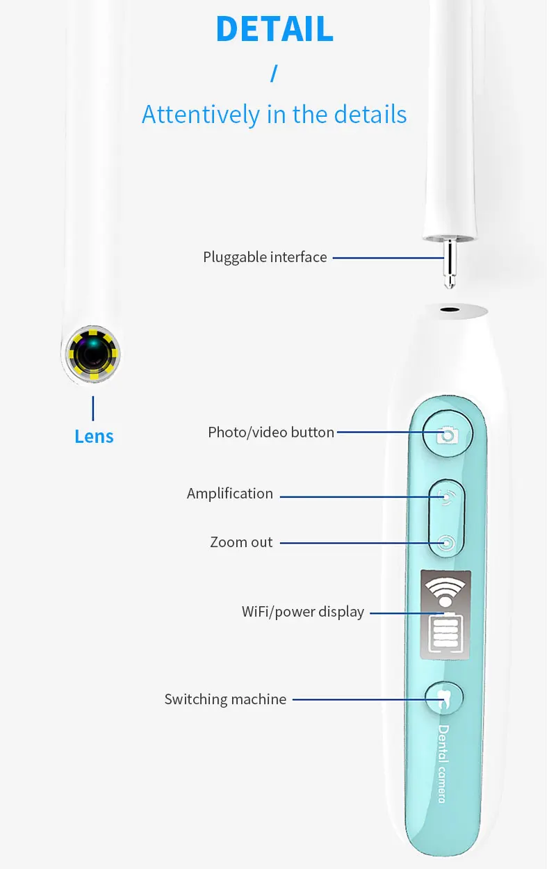 Vídeo para Ios Inspeção de Dentes sem Fio wi Endoscópio Dental Oral Ajustável Luzes Led Câmera Intraoral hd Android fi 8 17 vídeo para ios android inspeção de dentes endoscópio