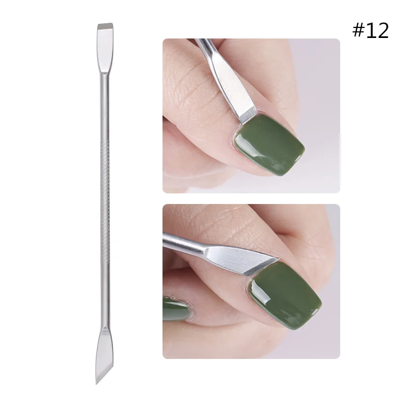 12 Dual-end Nail Cuticle Pusher Remover Stainless Steel Professional Nail Art Manicure DIY Design Tools - Цвет: 12