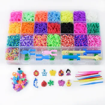 

6800 pieces Rainbow Rubber Bands Weaving set DIY Toys Loom Craft Kid Bracelet braid Silicone Elastic Weave Bands Gifts for Girls