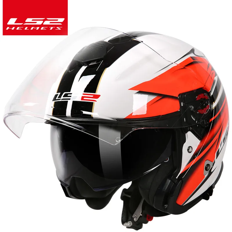

Original LS2 OF521 fiberglass motorcycle helmet dual lens open face moto helmet with quick released buckel LS2 half face helmets