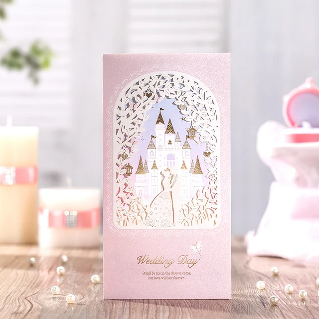 Laser Cut Wedding Invitations Cards With Groow Bridal Castle Design Laser Cut Wedding Invitations Cards With Groow Bridal Castle Design For Engagement Marriage Shower Free Customized