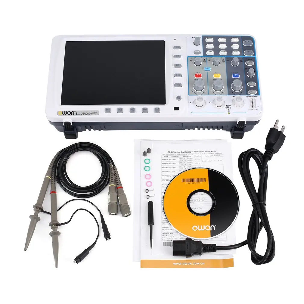 

OWON Large Digital Storage Oscilloscope Scopemeter Scope Meter 60MHz 500MSa/s Double channel Deep Memory LCD 8 Inch