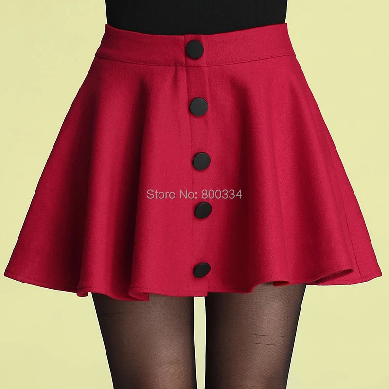 women woolen short skirt 2014 winter fashion buttons decoration sheds