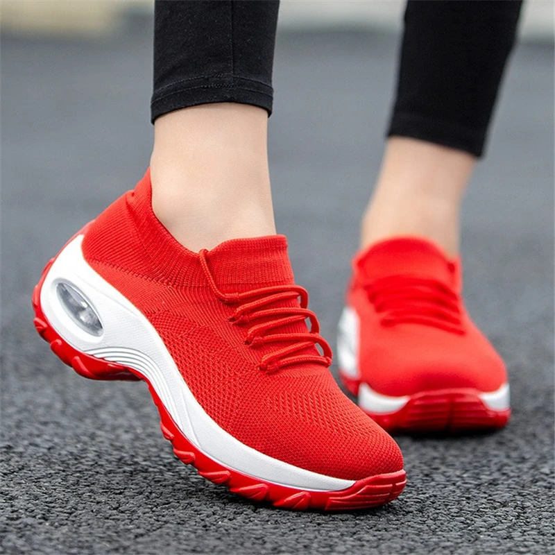 

JIANBUDAN/ 2019 summer casual women's shoes 4.5cm platform Wedge fashionable pumps Women's Breathable outdoor Mesh Shoes 35-42