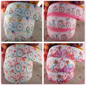 

7/8" 22mm/38mm 5 Yards/Lot Grosgrain Ribbons Bicycle Bike Printed Cartoon Ribbon DIY Handmade Materials 18031603