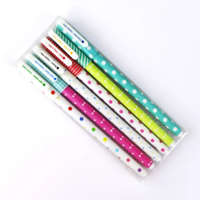 

6/10 colors Dot Gel Pens for writing Cartoon 0.38 mm colorful Signature Drawing Pen School Office Supplies Stationery gift