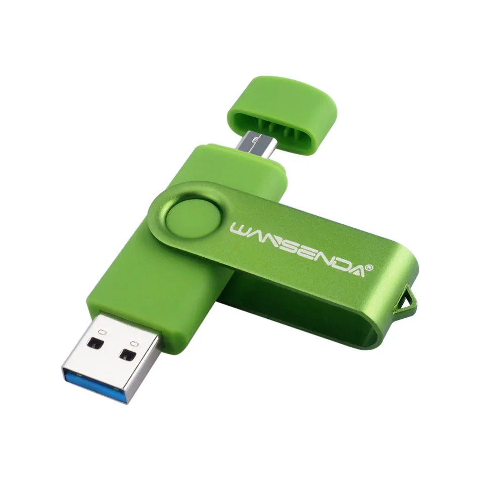 USB 3.0 wansenda OTG USB флеш-накопитель для смартфонов/планшетов/pc 8 ГБ 16 ГБ 32 ГБ 64 ГБ 128 ГБ флешки высокая скорость Флеш накопитель пакет - Цвет: Зеленый