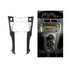 Panel Fascia para Toyota Yaris Vitz Platz Radio DVD Estéreo Kit de Ajuste de Bisel de Plata Doble Din