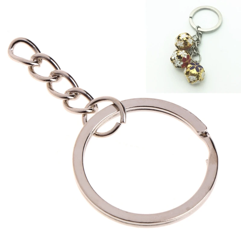 

50 Pcs Key Ring Stainless Steel Key Chain Portable Brief Hoop Metal Loop Outdoor -W128