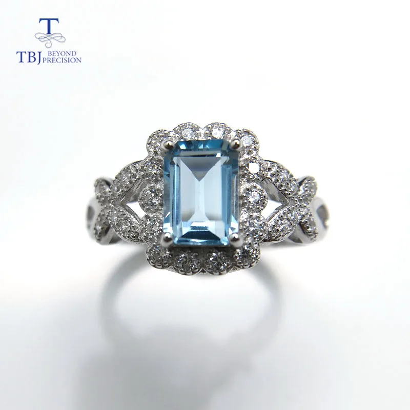 

TBJ,2018 new elegant natural blue topaz ring solid 925 sterling silver jewelry fashion ring for women gift daily wear with box