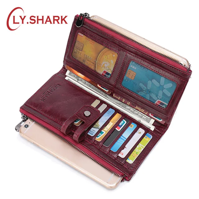 LY.SHARK Genuine Leather Long Ladies Purse Red Wallet Women Coin Walet Money Bag Female Clutch Phone Wallet Credit Card Holder LY.SHARK Genuine Leather Long Ladies Purse Red Wallet Women Coin Walet Money Bag Female Clutch Phone Wallet Credit Card Holder