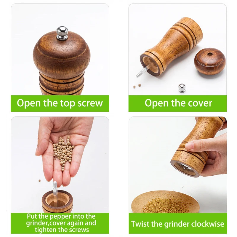 Manual Wooden Kitchen Pepper Grinder 12