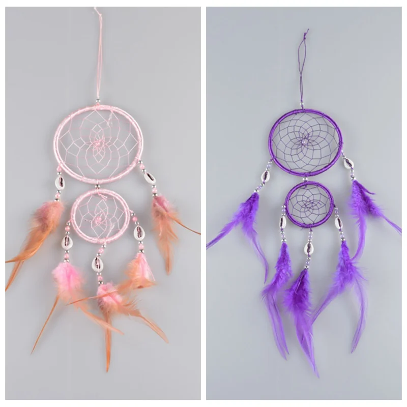 2018 4 Colors Dream Catcher With Feathers Bedroom Wall Hanging Decoration Wind Chimes