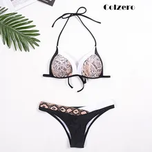 2019 Snake Printed Women Bikini Set Push up Patchwork Bandeau Swimsuit Sexy Female Swimwear Bandage Strappy