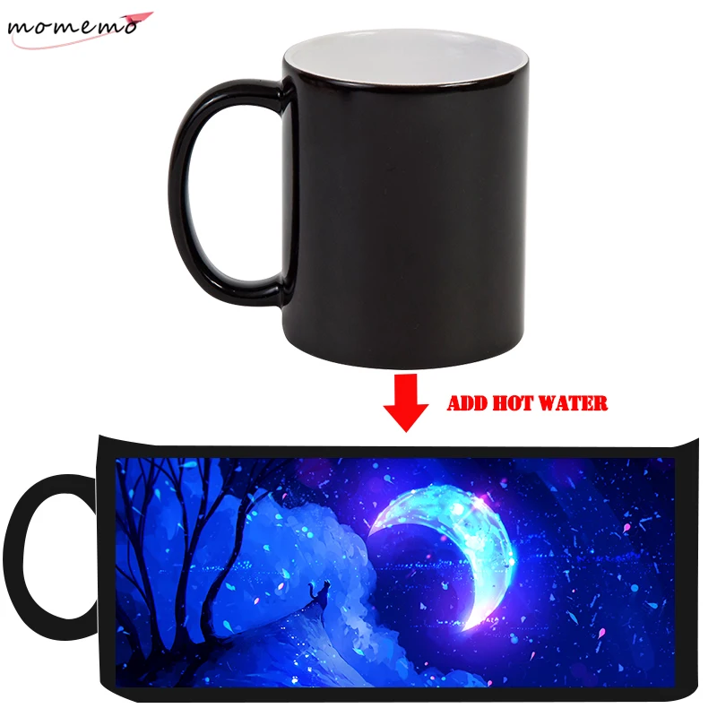 

MOMEMO Night Sky Magic Mugs Changing Color Mugs Ceramic Coffee Tea Heat Sensitive Color Change Mug Cups for Friends Surprise Gif