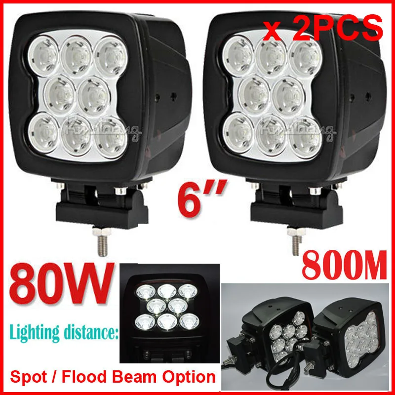 

DHL 2x 6" 80W CRE 8LED*10W Driving Work Light Offroad SUV ATV 4WD 4x4 Spot/Flood Beam 8000lm 9-32V Heavy Duty Truck High Power