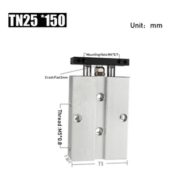 

Bore 25mm Stroke 150mm Double Axis Air Cylinder Aluminum Alloy TN Type Pneumatic Cylinder