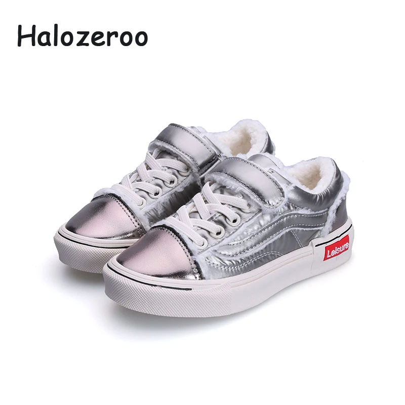 

Halozeroo New Winter Children Sport Sneakers Kid Warm Casual Shoes Baby Girl Fur Fashion Sneakers Boy Black Soft Shoes Trainer