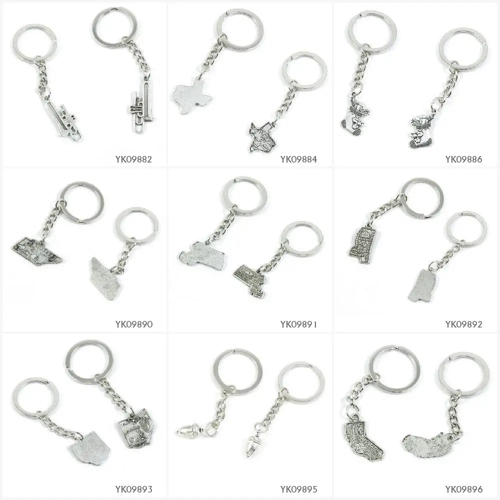 

Metal Antique Silver Keychain Keyring Keytag Key Chain Ring Trombone Texas Map Tags Christmas Stockings Tennessee Massachusetts