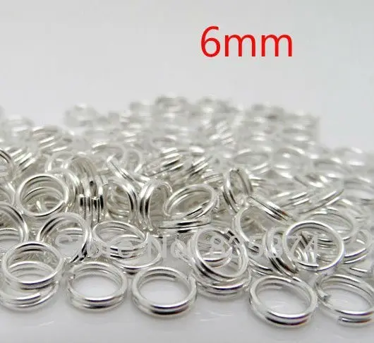 

Free Shipping 2000 Silver Plated Double Loops Open Jump Rings 6mm Dia