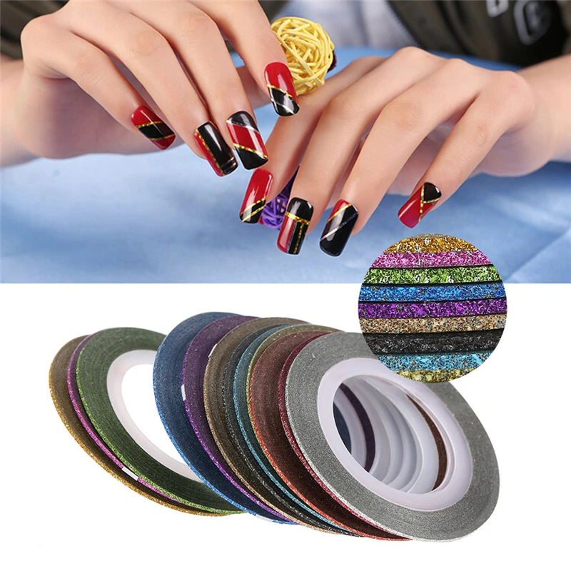 

12Pcs 12 Mixed Colors Rolls Striping Tape Line Nail Art Decoration Sticker DIY Nail Tips Glitter Nail DIY Styling Art Tips Decor