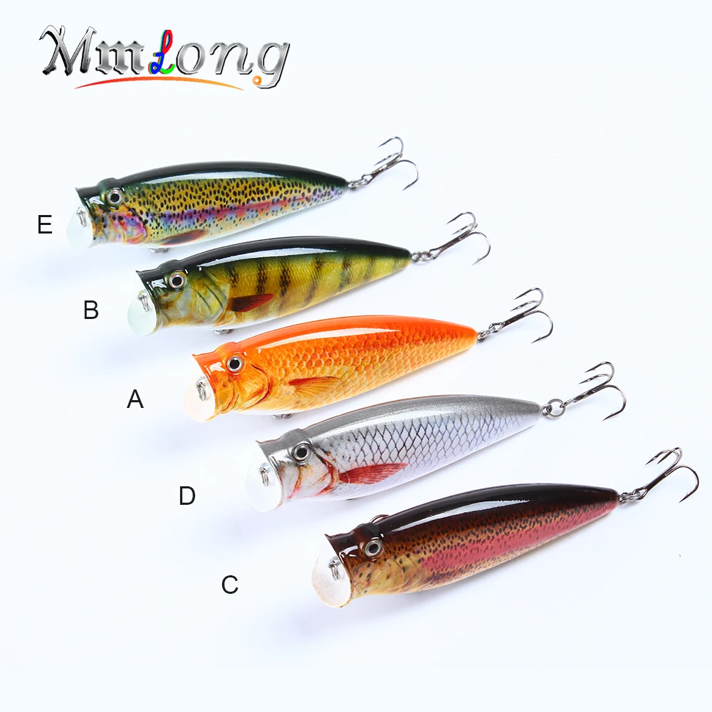 Mmlong 9.5cm Top Quality Popper Fishing Lure Water Fish Bait 18.5g Hard Crankbait 5 Color Vivid Wobbler Tackle AH05 | Спорт и