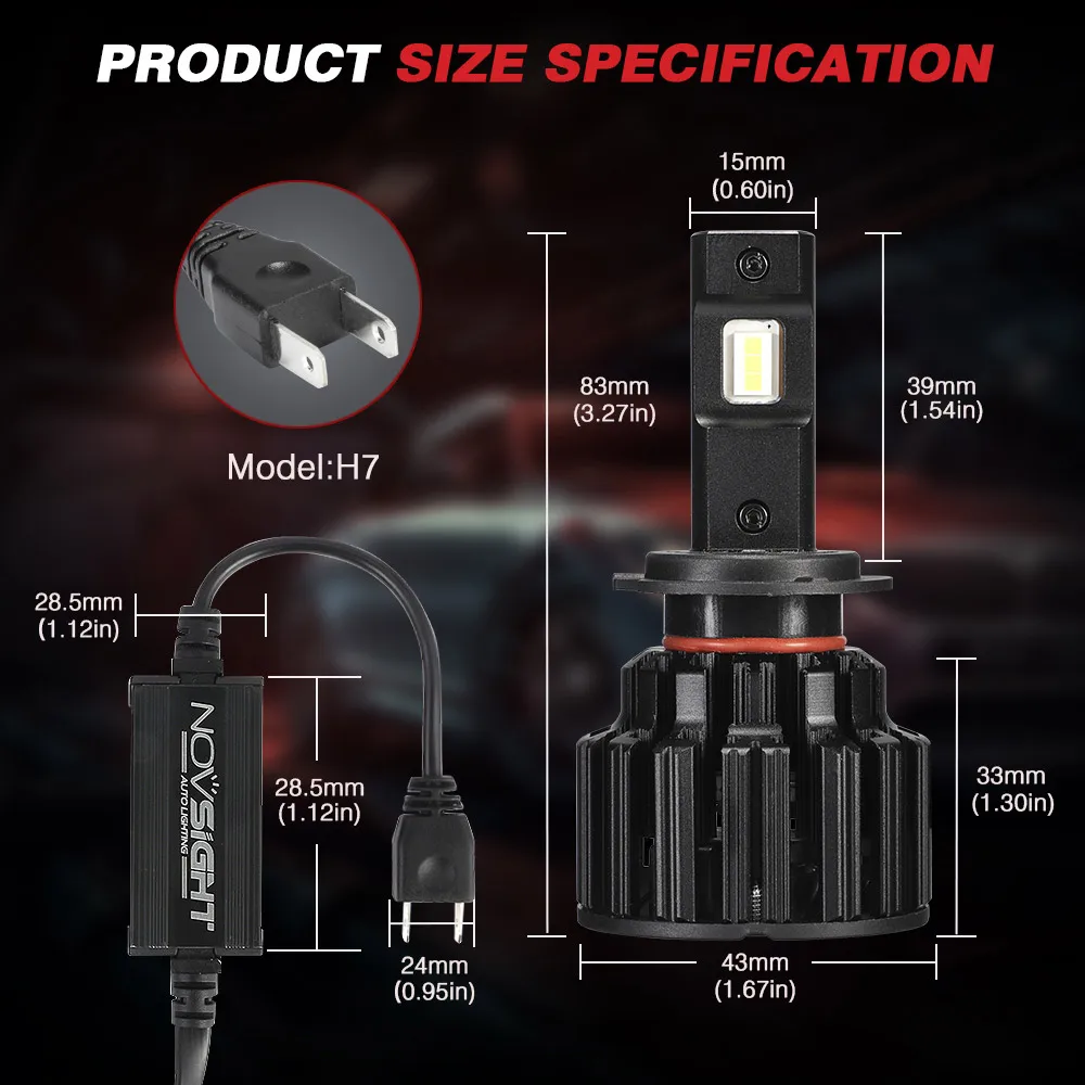 NOVSIGHT H4 светодиодный H7 H11 H8 HB4 HB3 автомобильные лампы для передних фар 100 Вт 20000LM стайлинга автомобилей 6000K светодиодный помощи при парковке