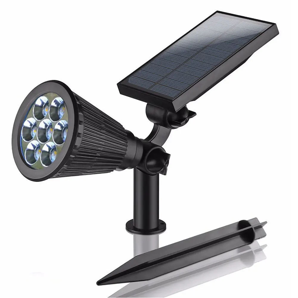 Emissor de Luz Lâmpada do Gramado para Decoração Luz ao ar Diodo Solar Jardim Spotlight Soalr Livre 7 Leds Ajustável Parede Fense Paisagem My1 12 Luminárias gramado