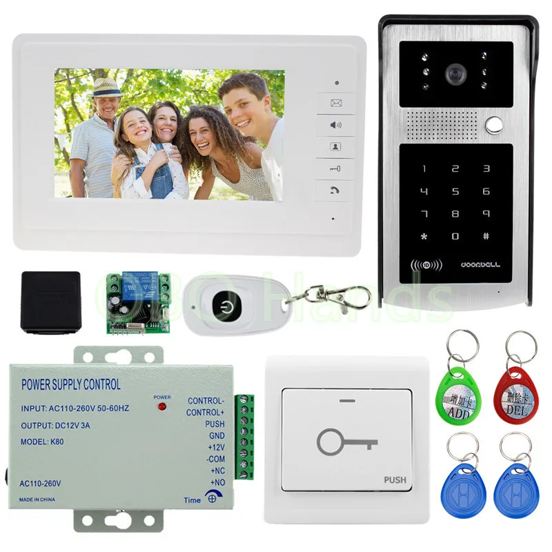 

Hot sale Wired 7'' Color Video Door Phone Intercom System With RFID Access Camera Video Doorbell +12V Power Supply Free Shipping