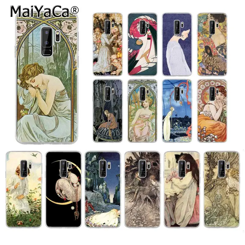 

MaiYaCa art poster ALPHONSE MUCHA Slim Black TPU Soft Phone Case for Samsung Galaxy S9 plus S7 edge S6 edge plus S5 S8 plus case