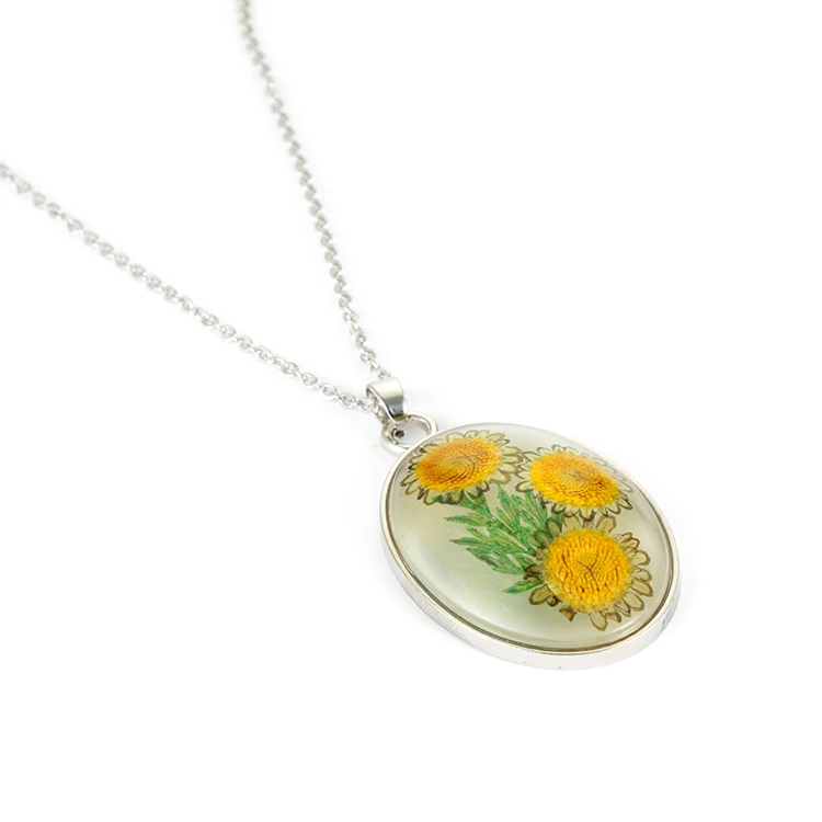 Factory supply plants style tourist gift beautiful girl oval sunflower jewelry fashion necklaces